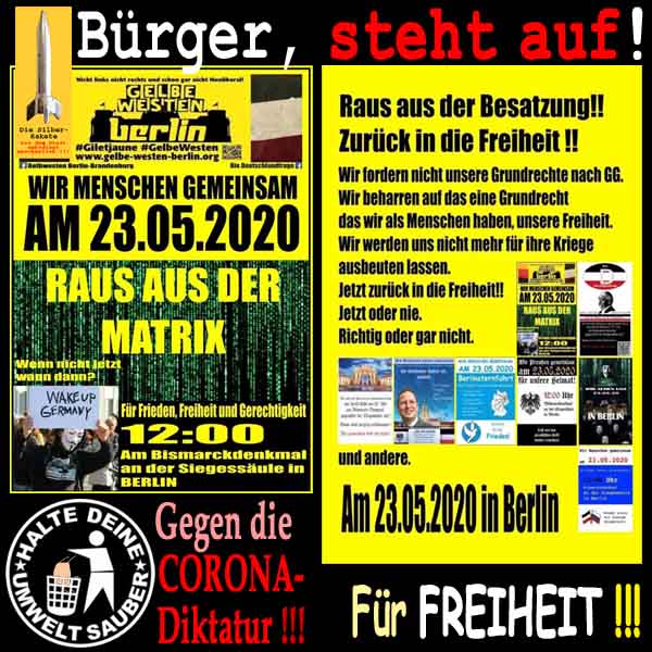SilberRakete Buerger Demo Berlin 20200523 Bismarckdenkmal Gegen Corona Diktatur Fuer Freiheit