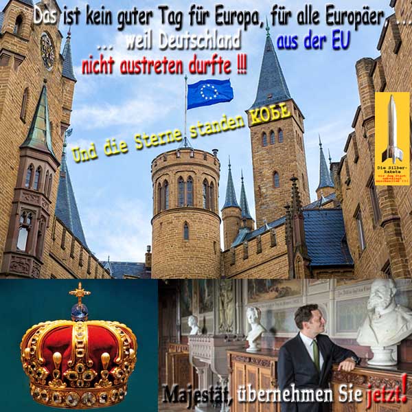 SilberRakete Burg Hohenzollern EU Fahne falsch Sterne stehen Kopf Prinz von Preussen Krone jetzt