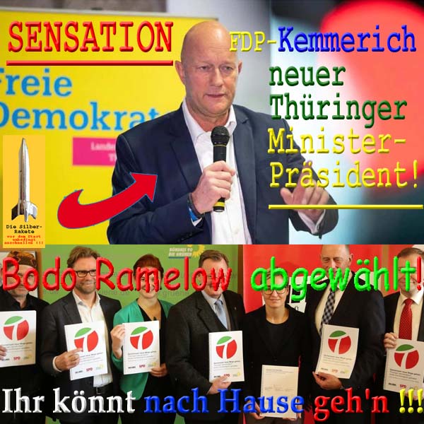 SilberRakete FDP Kemmerich neuer Ministerpraesident Thueringen Ramelow weg RotRotGruen nachHause
