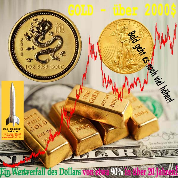 SilberRakete GOLD 2000Dollar bald hoeher Muenzen Barren Wertverfall 20Jahre