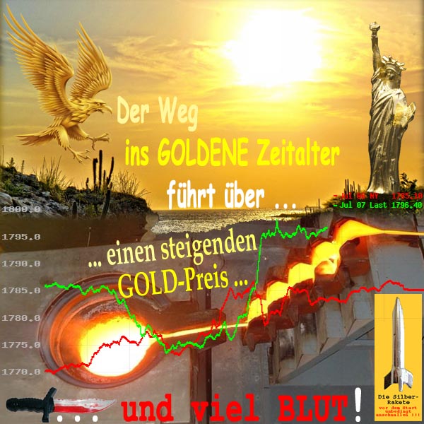 SilberRakete Weg ins GOLDENE Zeitalter fuehrt ueber steigenden GOLD Preis Kurs1800 und viel Blut