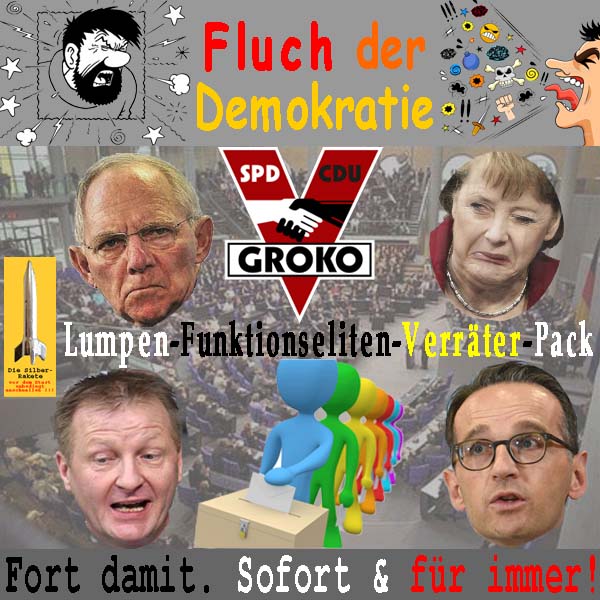 SilberRakete Fluch Demokratie Bundestag Schaeuble Merkel RJaeger HMaas Lumpen Verraeter Pack