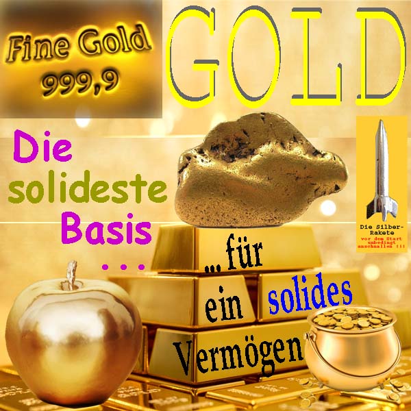 SilberRakete GOLD-Solideste-Basis-fuer-solides-Vermoegen-Barren-Nugget-Apfel-Muenzen-Topf
