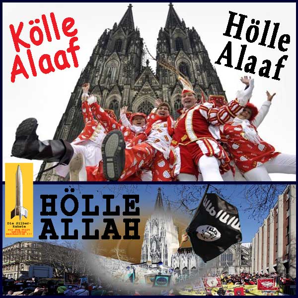 SilberRakete Karneval-Koeln2016-KoelleAlaaf-HoelleAlaaf-HoelleAllah-schwarze-Fahne