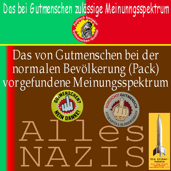 SilberRakete Meinungsspektrum-Gutmensch-rot-gruen-Pack-fast-braun-Nazis