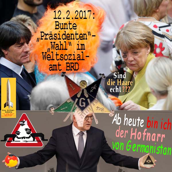 SilberRakete Bundespraesidentenwahl2017 JLoew Merkel Haare echt Steinmeier Hofnarr von Germanistan Auge
