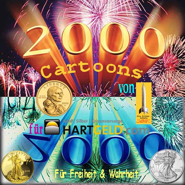 SilberRakete Cartoon 2000 fuer Hartgeld com Feuerwerk Liberty GOLD SILBER Fuer Freiheit und Wahrheit