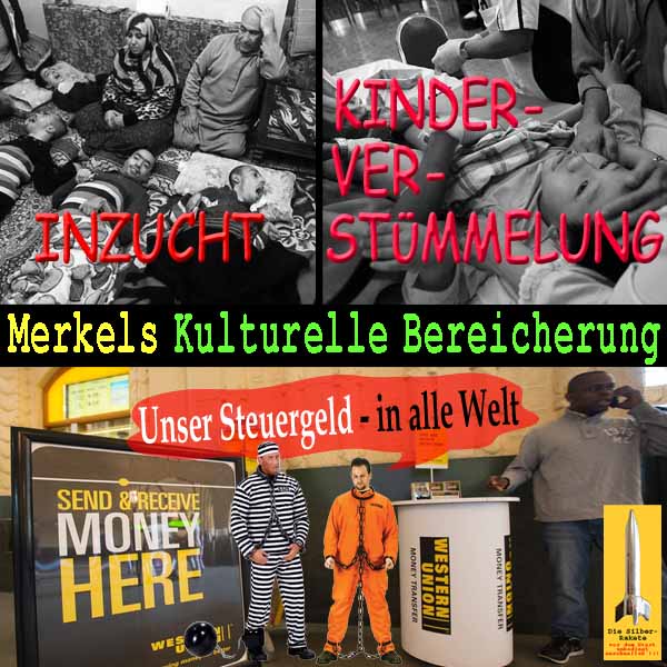 SilberRakete Merkels Kulturelle Bereicherung Inzucht Kinderverstuemmelung Steuergeld in Welt