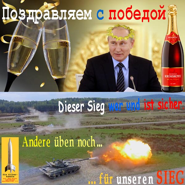 SilberRakete Praesidentenwahl RUS Putin HerzlichenGlueckwunsch Sekt Krimskoye Sieg sicher Panzer ueben