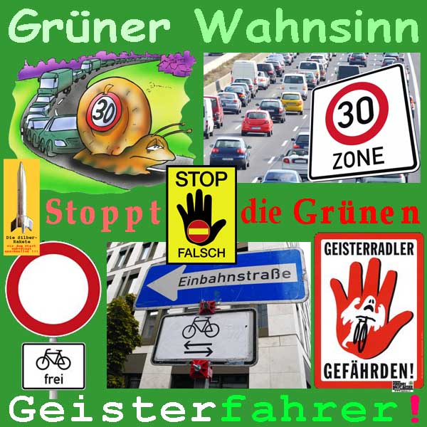 SilberRakete Schnecke Tempo30 Zone Stau Stoppt die Gruenen Geisterfahrer Einbahnstrasse Gegenverkehr