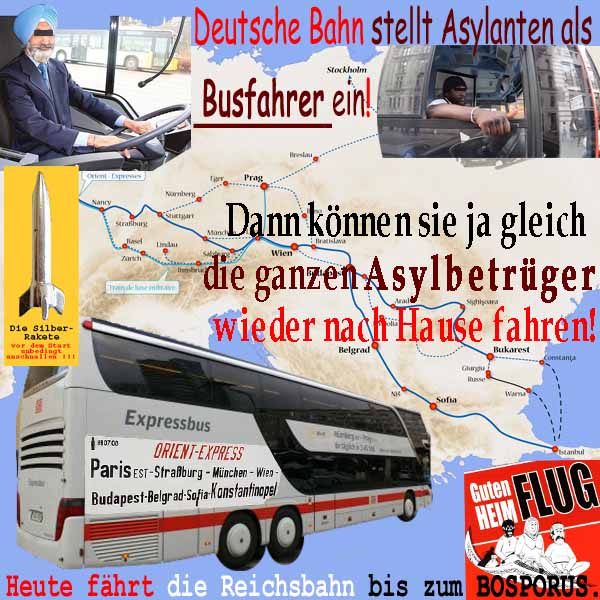 SilberRakete DtBundesbahn Asylanten als Busfahrer Heute faehrt die Reichsbahn bis zum Bosporus