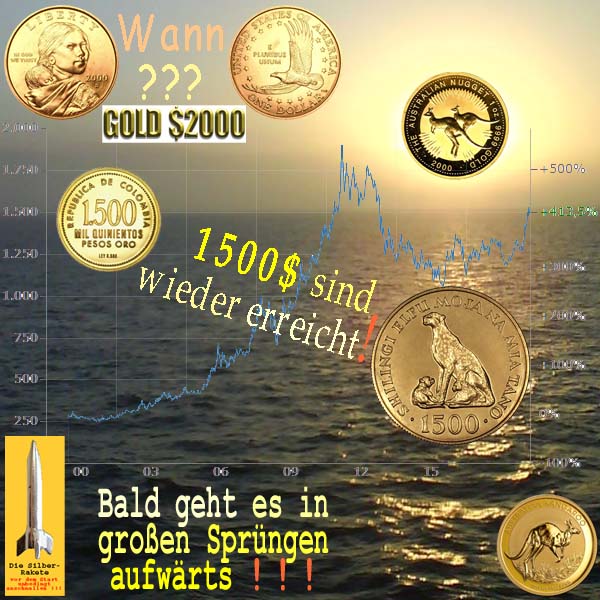 SilberRakete GOLD 1500Dollar wieder erreicht Wann 2000Dollar Bald in grossen Spruengen aufwaerts